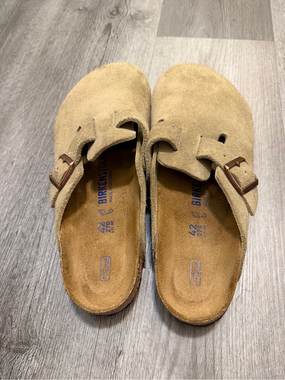 Birkenstock Boston Suede Clog in Beige